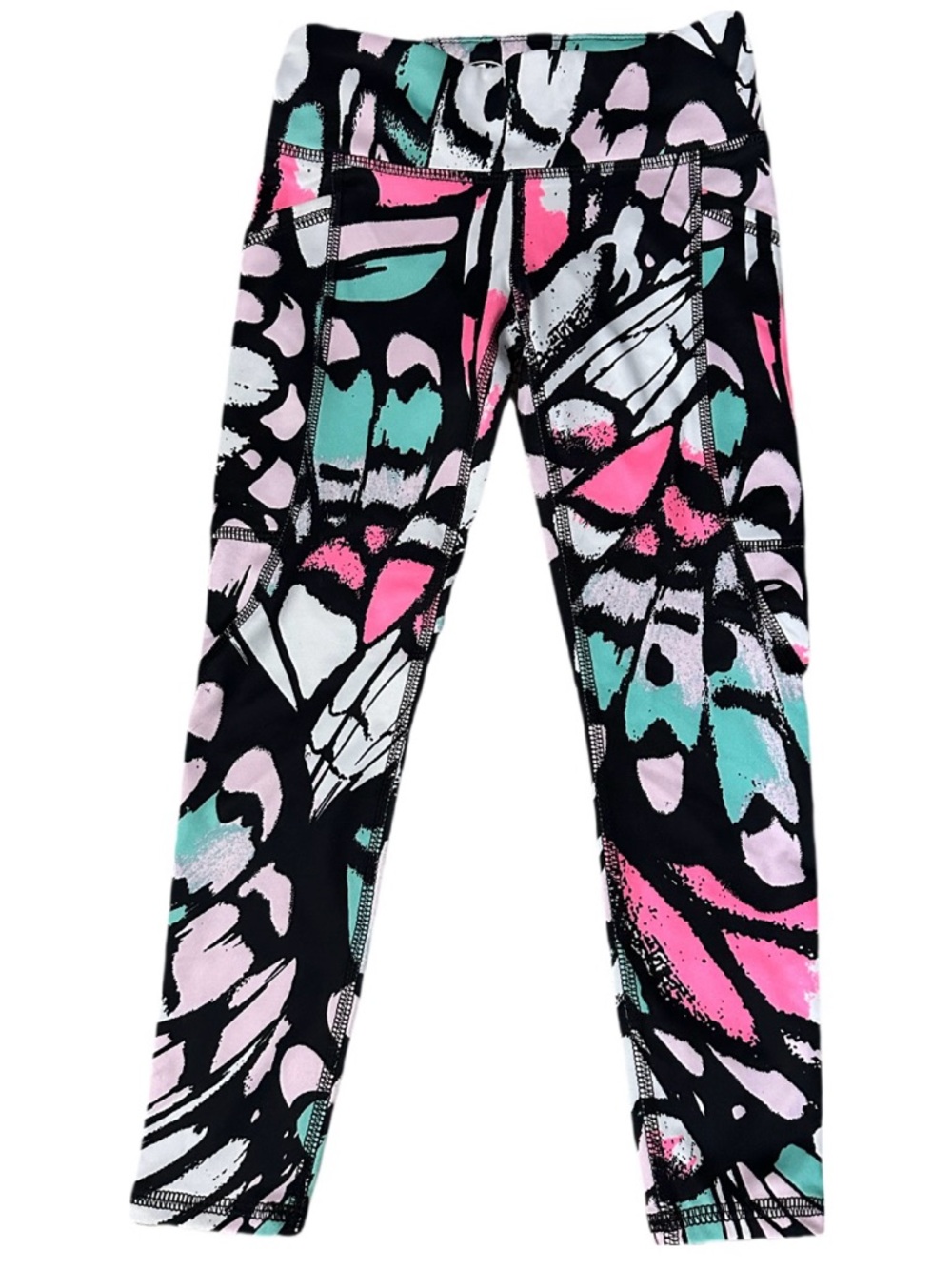 Athletic Works Kids Leggings in Black, Pink, and Teal XS 4-5